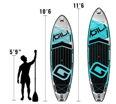 GILI Meno Teal paddle board sizing comparison